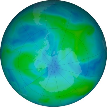 Antarctic ozone map for 2022-01-17